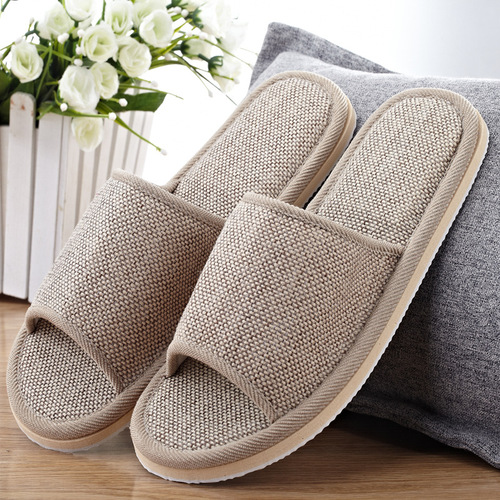 Factory goods pass four seasons linen Mingsu four seasons linen open cotton and linen slippers hotel non-slip EVA indoor floor mop