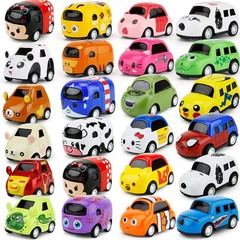 Custom Fun Cartoon Bouncy Alloy Car Model Pocket Toy Car Children's Mini Palm Treasure Q-version Car
