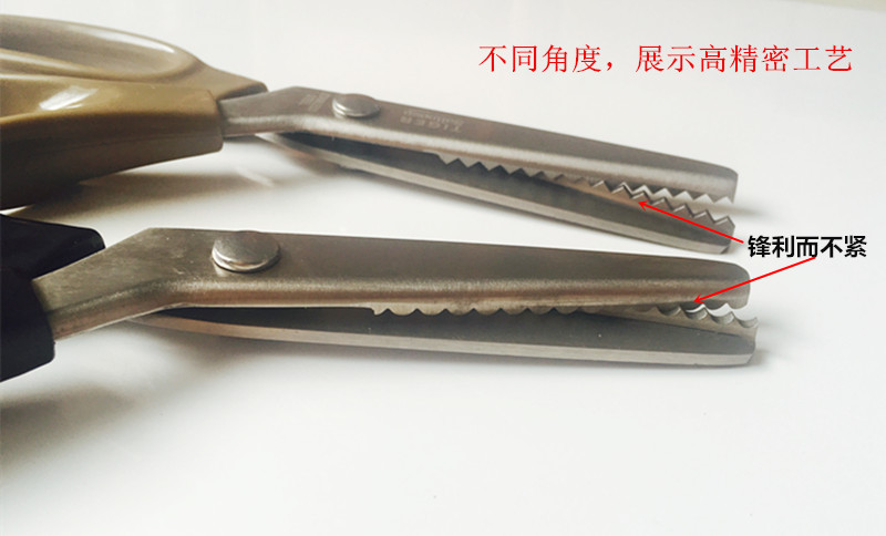 厂家批发 牙布剪 服装裁缝布花边剪 锯齿狼牙剪刀 波浪纹包装详情11