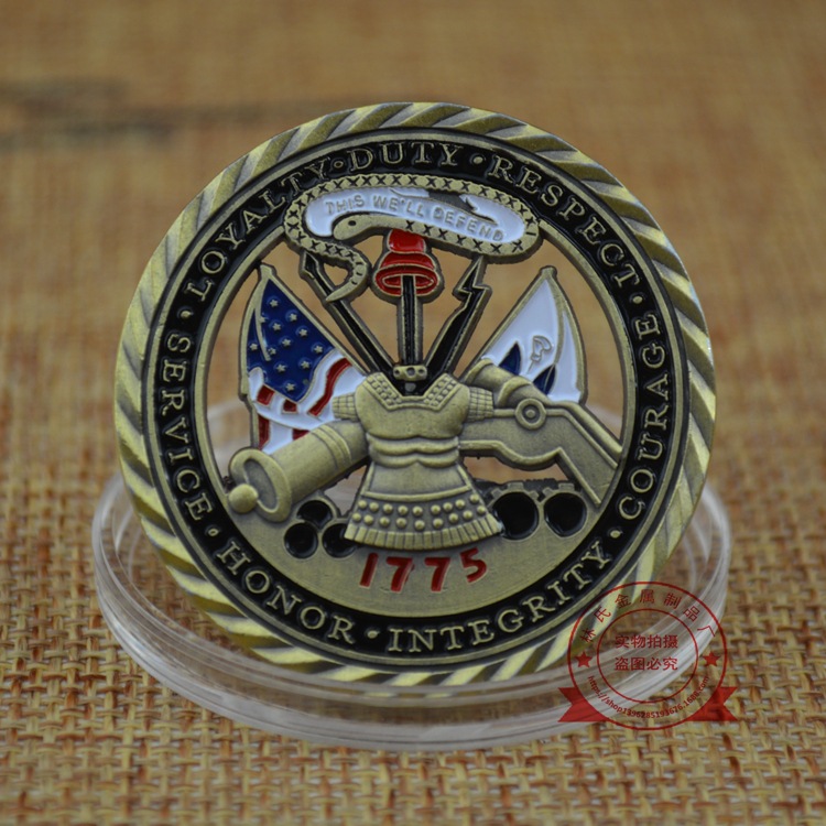 仿古烤漆金属陆军核心价值观 徽章定制 浮雕工艺品 挑战币