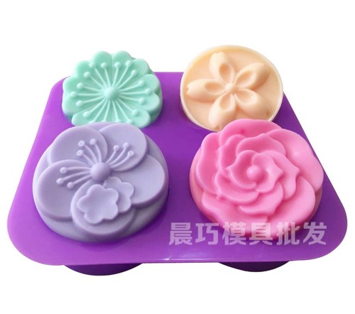 Supply of four consecutive cake molds, new products, roses, 4-hole round five-piece flowers, four-season flowers, about 90 grams of soap