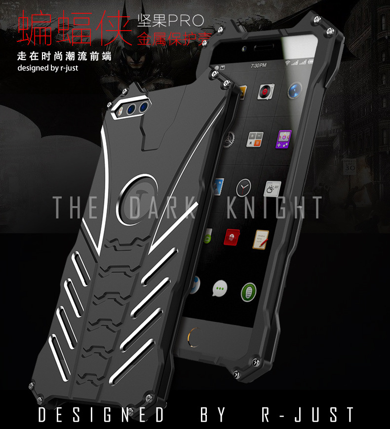 R-Just Batman Shockproof Aluminum Shell Metal Case with Custom Stent for Smartisan Nut Pro