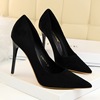 European and American fashion simple thin heel super high heel shallow mouth pointed suede thin sexy nightclub women’s s