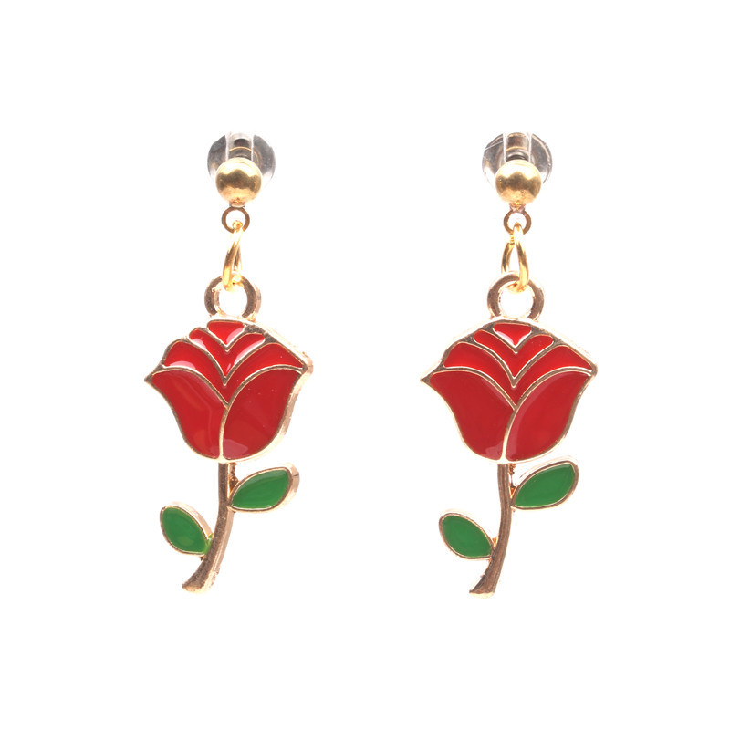 Außenhandel Bestseller Ohrringe Schmuck Großhandel Beauty And Beast Rose Ohrringe Ohrringe display picture 6