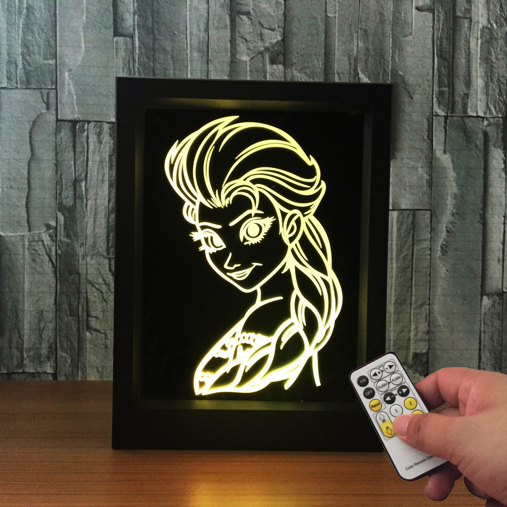 相框灯 3d触摸遥控创意产品桌面台灯小夜灯冰雪皇后