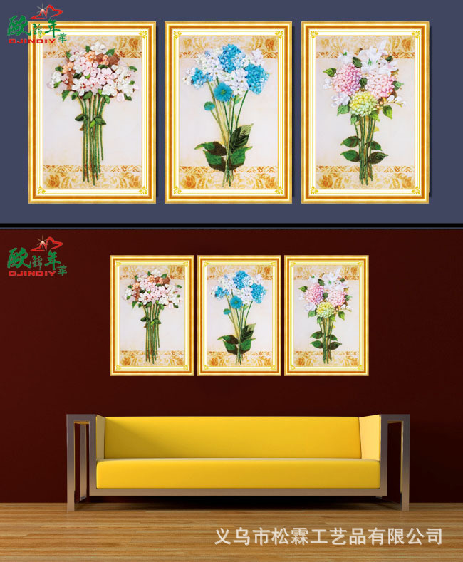 Oujin nianhua Bordado Cinta Directa de Fábrica impresión en color colgando pintura estoy a tu lado Serie Sala estar decoración entrada