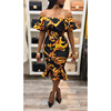 European and American big-name high-end digital print ruffled dress