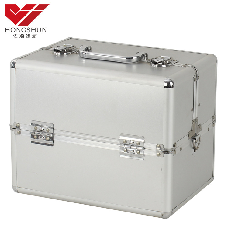 手提多层五金收纳铝箱 内盒双开多功能 用品箱 化妆箱