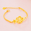 Golden brass bracelet, flowered, 24 carat