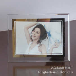 韩国爆款水晶玻璃镜相框影楼摆台精品礼品LOGO5寸6寸7寸8寸10寸A4