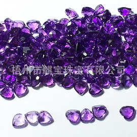 天然紫晶心形4*4mm裸石尖底刻面紫水晶 首饰 配石