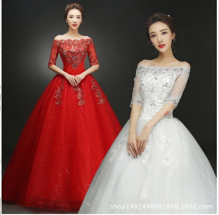 Casual Wedding Dress, Bride's Slim Wedding Dress, One-Shoulder Slim Fit Tutu Skirt, Retro Red Wedding Dress 2025 New Style