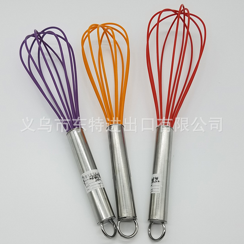 Wholesale of food-grade silicone stainless steel handle manual egg beaters, egg beaters and dough mixers for baking cakes detail image 10