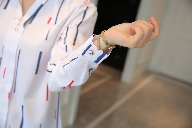 Women's Blouse Long Sleeve Blouses Printing Elegant Stripe display picture 1
