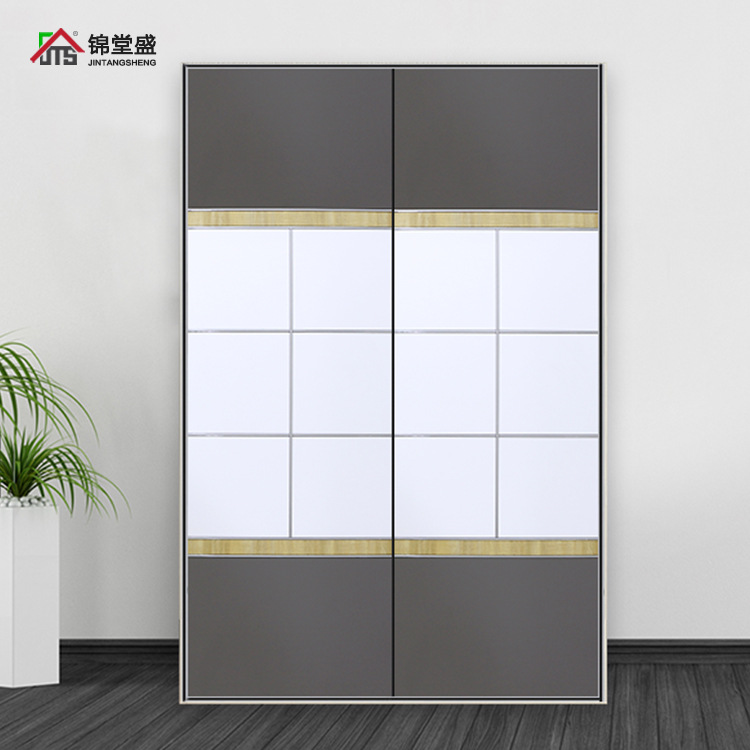现代简约移门衣柜门定制 密度板实木板 拼接撞色卧室推拉门定做|ru