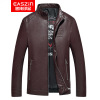 Pure print men's wear leather clothing coat spring and autumn Middle and old age leather clothing middle age PU Papa Stand collar