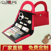 手提款式pu漆皮光胶皮革针线包家用针线盒套装 手工缝纫针线包