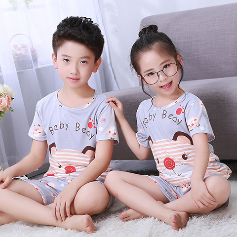 summer new pattern children Short sleeved pajamas . Thin section Cartoon lovely fresh men and women children Home service package