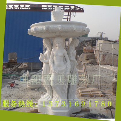 供应天然石材人物喷泉 欧式女性人物装饰 汉白玉喷泉XBPQG-130
