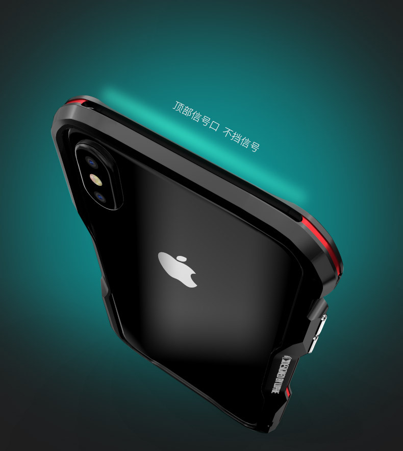 Luphie Bicolor Incisive Sword Slim Light Aluminum Bumper Metal Shell Case for Apple iPhone X