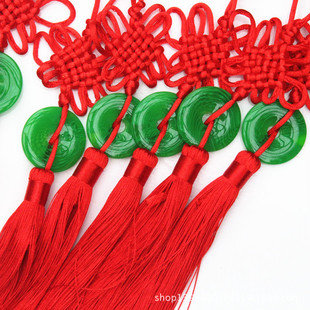 Зеленая красная китайская подвеска с кисточками, праздничнное украшение, фонарь с аксессуарами, подарок на день рождения