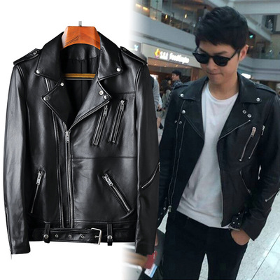 GD Song Zhongji Same item leather clothing SLP style coat Self cultivation Korean Edition Trend man have cash less than that is registered in the accounts genuine leather locomotive Jacket