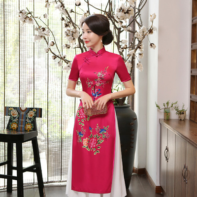 Chinese Dress Qipao for women Cheongsam Vietnam Odey cheongsam skirt long dress women&apos;s dress Retro