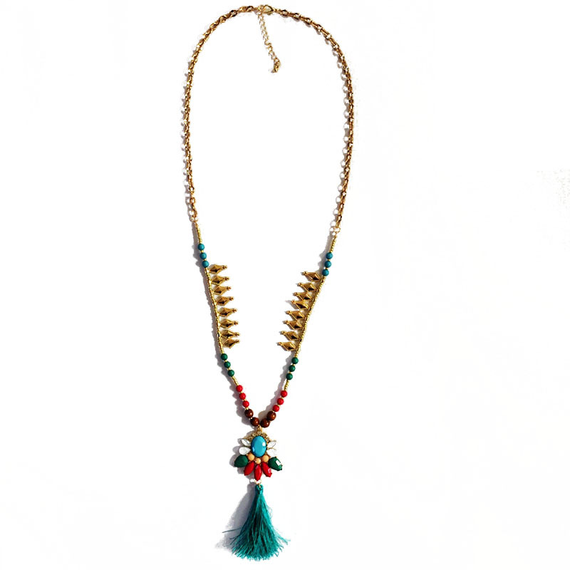 Wholesale Colorful Fringed Necklace Sweater Chain Jewelry Long Necklace display picture 4