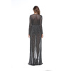 sexy masks dress V deep silver front fork long sleeves dress