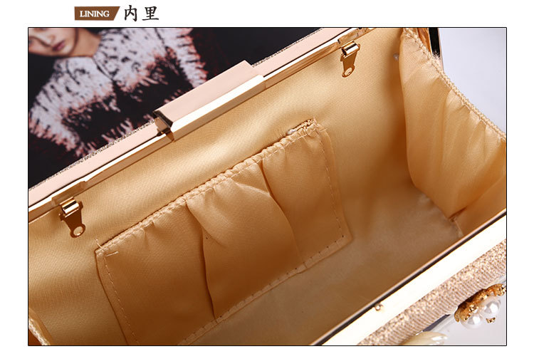 Flower Dinner Bag Hand-inlaid Flower Evening Bag Small Square Bag Clutch display picture 4