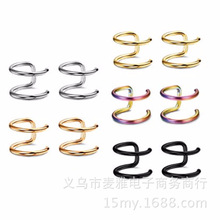 钛钢无耳洞双层耳夹耳线耳圈医用钢欧美朋克耳夹耳圈EG27