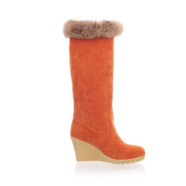 Winter high boot rabbit fur slope with fringed boot size