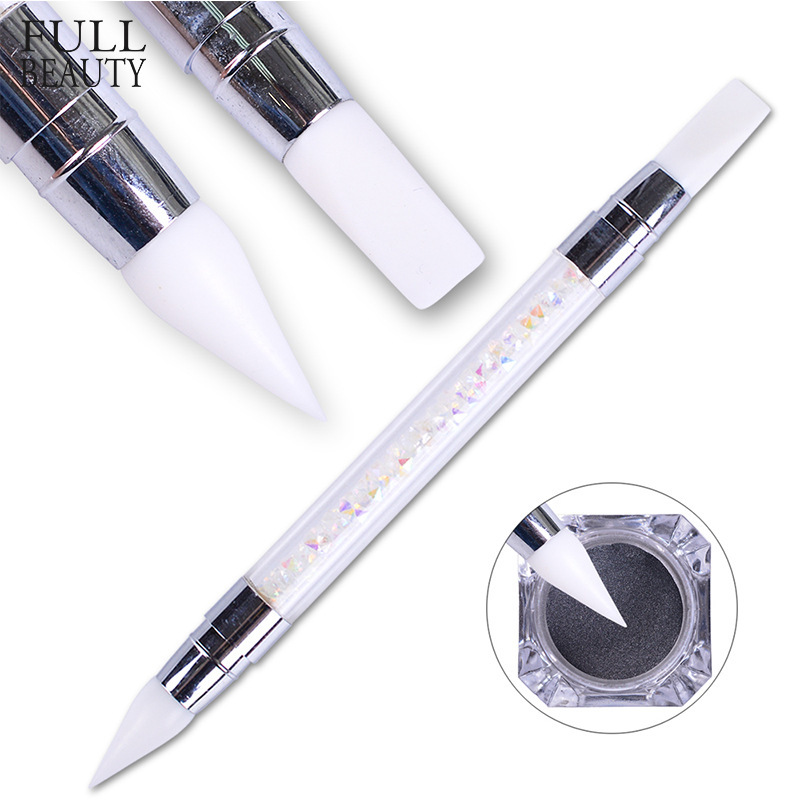 Cross-border nail art silicone pen double bevel conical pointed double nail pattern DIY nail tools wholesale