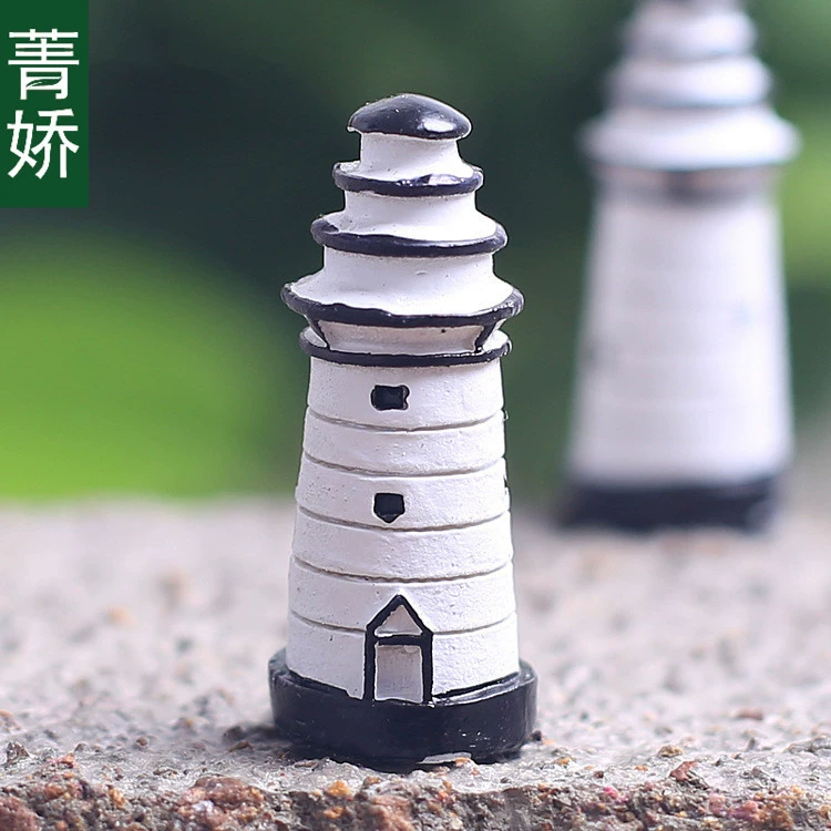 Мини Маяк Сторожевая Башня здание белый Маяк украшения мох микро пейзаж DIY аксессуары из смолы