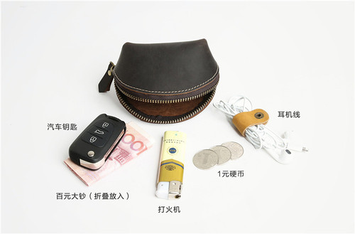 Korean version of creative retro crazy horse leather first layer cowhide mini shell coin purse for men and women genuine leather coin bag storage bag
