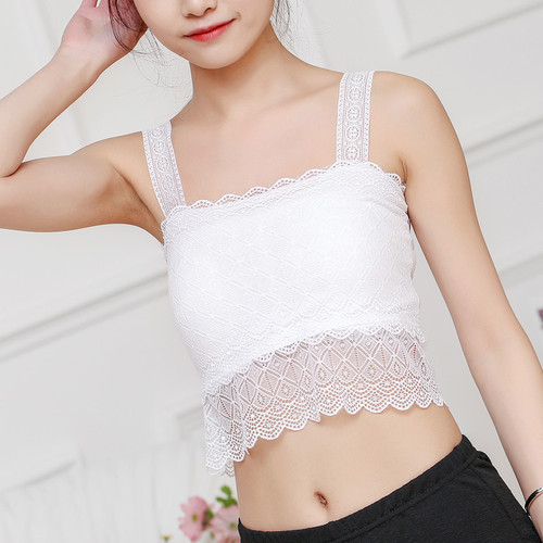 Summer new Korean style women's camisole with lace hollow inner and small chest-wrapped vest to prevent exposure and super beautiful tube top