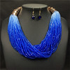 Fashionable multilayer resin, necklace and earrings, set, accessory handmade, gradient, European style