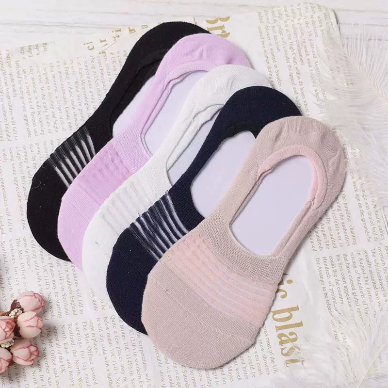 新款时尚薄款隐形袜 硅胶防脱玻璃丝袜女短袜 透明水晶丝袜堆堆袜