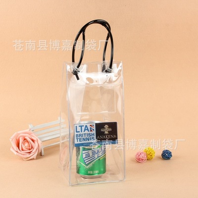 定制通用塑料手提袋 红酒袋可印刷logo厂家批发pvc透明手提包装袋|ms