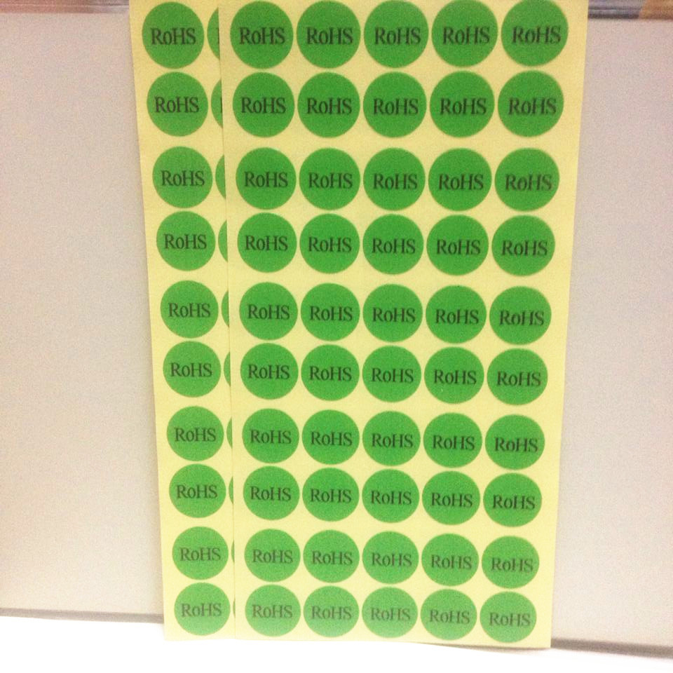 圆形不干胶标签 环保贴纸 ROHS绿底黑色 绿色 直径20MM 750贴/包