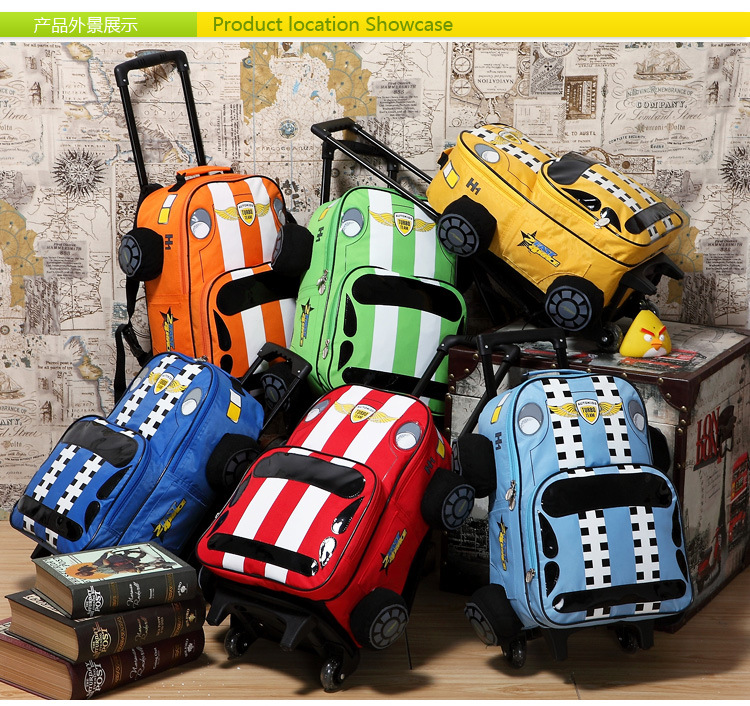 厂家直销创意款吉普车小学生拉杆书包1-3年级儿童拉杆包一件代发