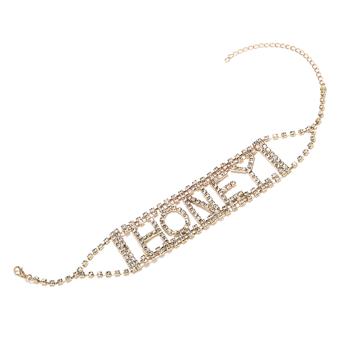 Punk Exaggerated Super Flash Necklace With Diamonds Lettering Thin Necklace Wholesale display picture 8