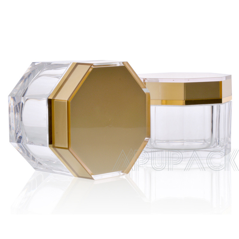 30/50/150/200毫升八角高档精装透明灵芝袍子粉亚克力保健品瓶