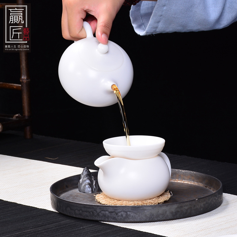Ganar artesanía moral porcelana blanca Kung Fu juego de té ceremonia del té accesorios Jade porcelana té colador cerámica Filtro de acero inoxidable Filtro de té