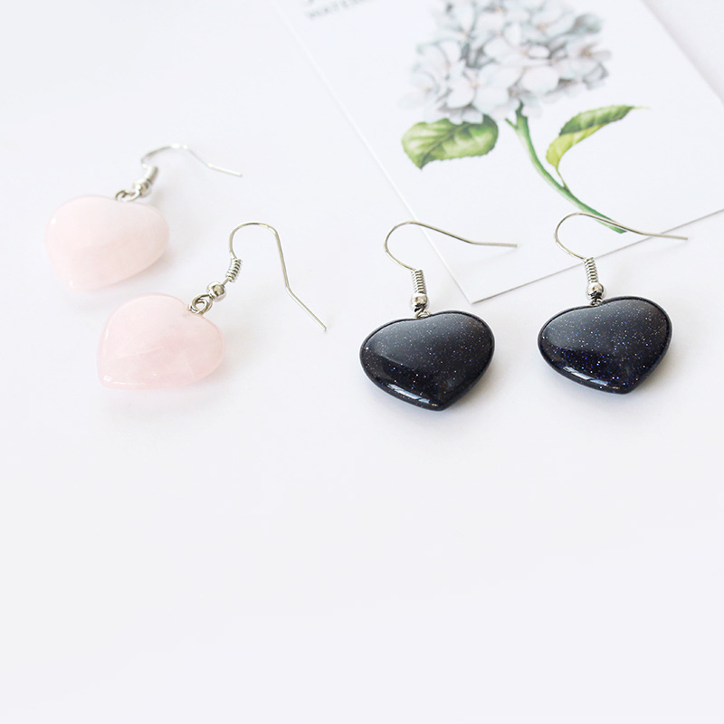 Hot Sale New Love Earrings Black Pink Peach Heart Heart Stud Earrings Wholesale display picture 6