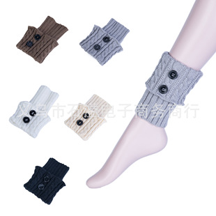 European and American Knitted Wool Japanese and Korean-style Boots Leg Protector Short Thick Needle Twist Two Button Socks for Women