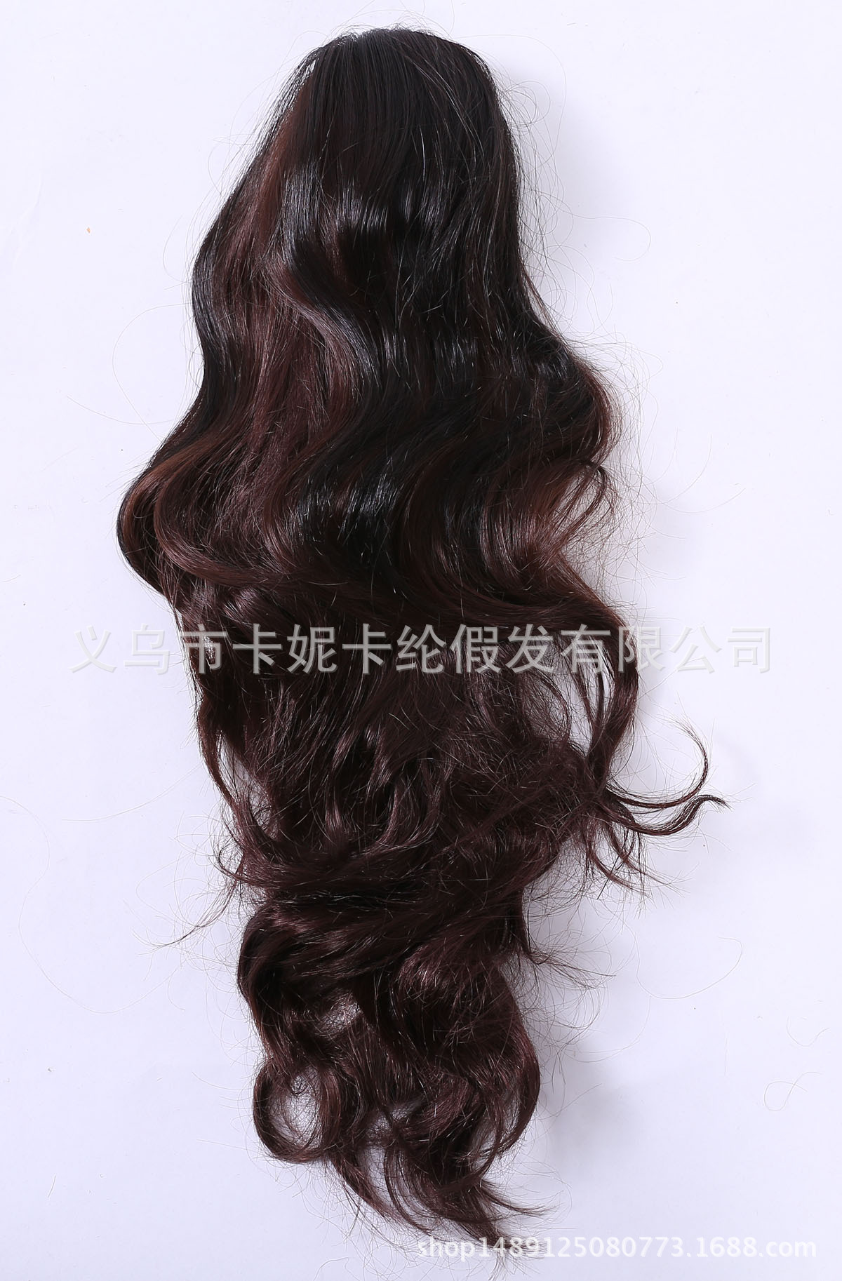 Rojo vino negro ondulado largo cabello rizado peluca cauda de caballo realista media y larga trenza de caballo