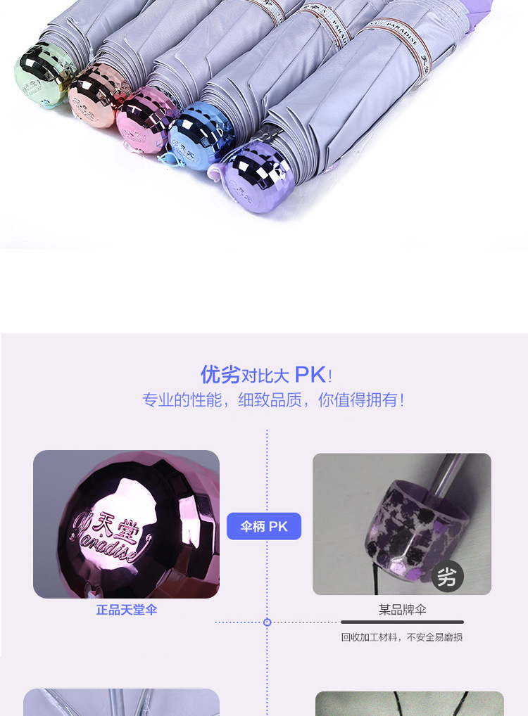 正品天堂广告伞可定制三折钢骨广告伞创意印刷LOGO商务礼品银胶详情图8