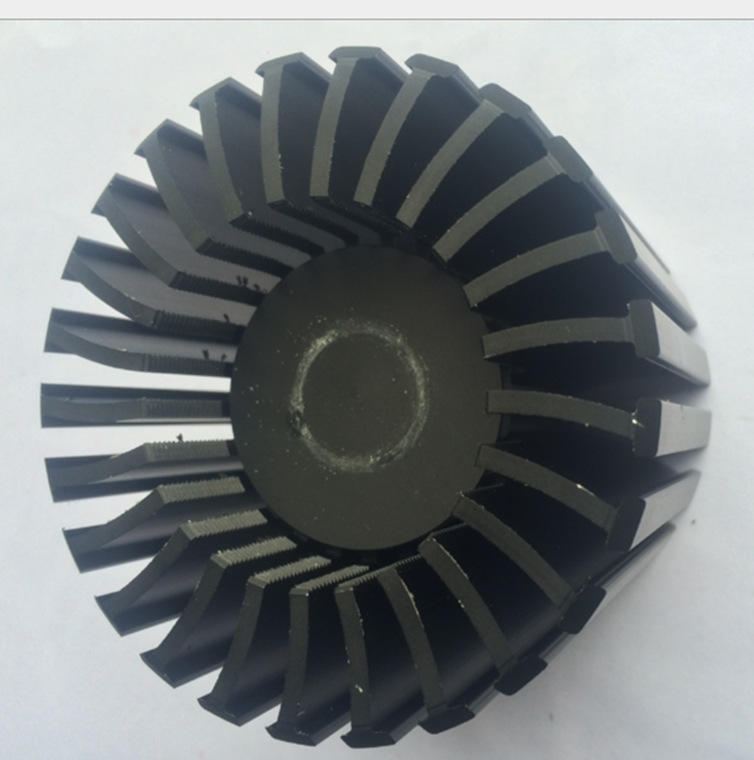 供应6061硬度优质太阳花散热器铝合金氧化着色表面处理