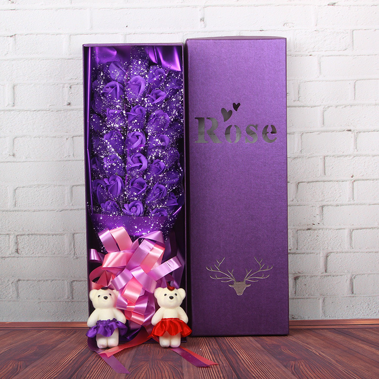 33朵雪纱+2熊 深紫